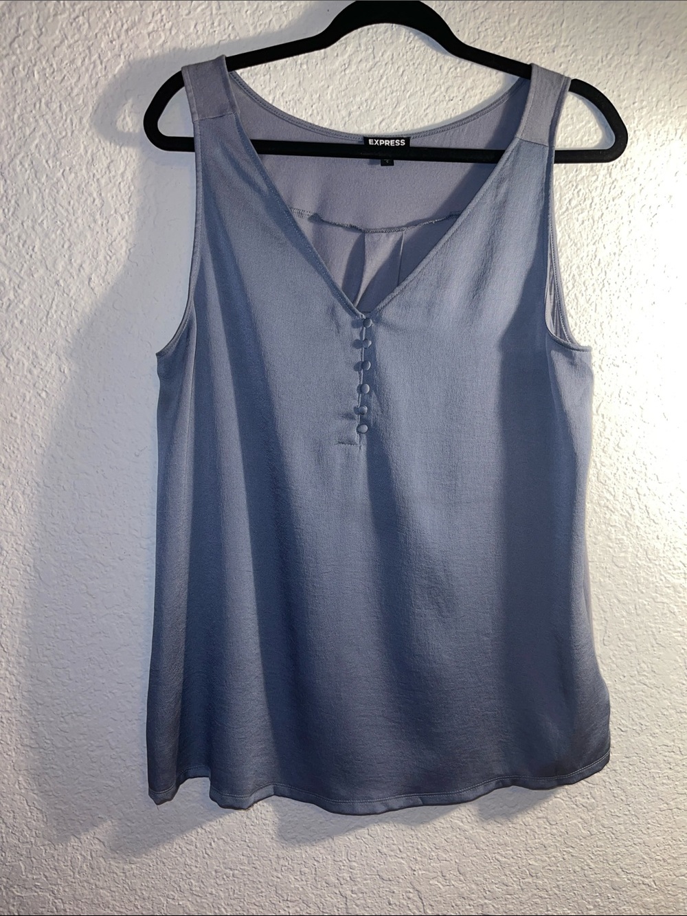 Express Light Blue Sleeveless V-Neck Button-Trim Camisole
